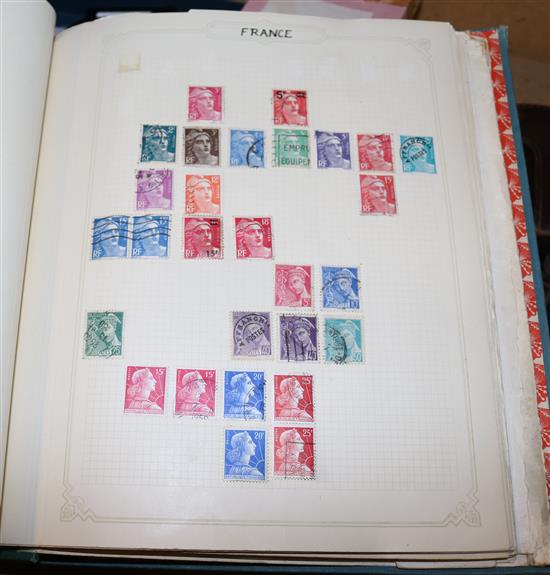 STAMPS, album A (mostly Australia), album H-J (inc India & Jamaica) & another, France & Germany (3)